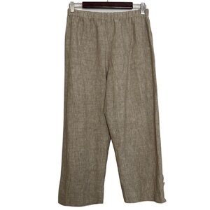 Berry Ellen Linen Pants Womens Small Tan Wide Leg Crop Handmade in Canada